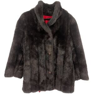 Vintage Made In USA Faux Fur Brown/Black Coat Women’s M/L